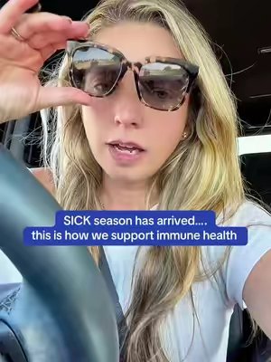 TikTok post by @karijuneblackburn for First Day. Caption reads: [...] #sickseason #fluseason #immunesupport....