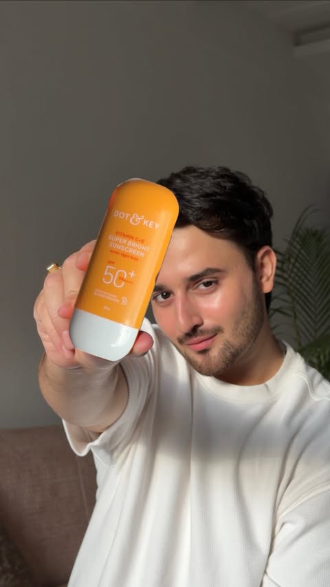 Instagram post by @nikhillfr for Dot & Key Skincare. Caption reads: don’t skip sunscreen come rain or shine! Try this....