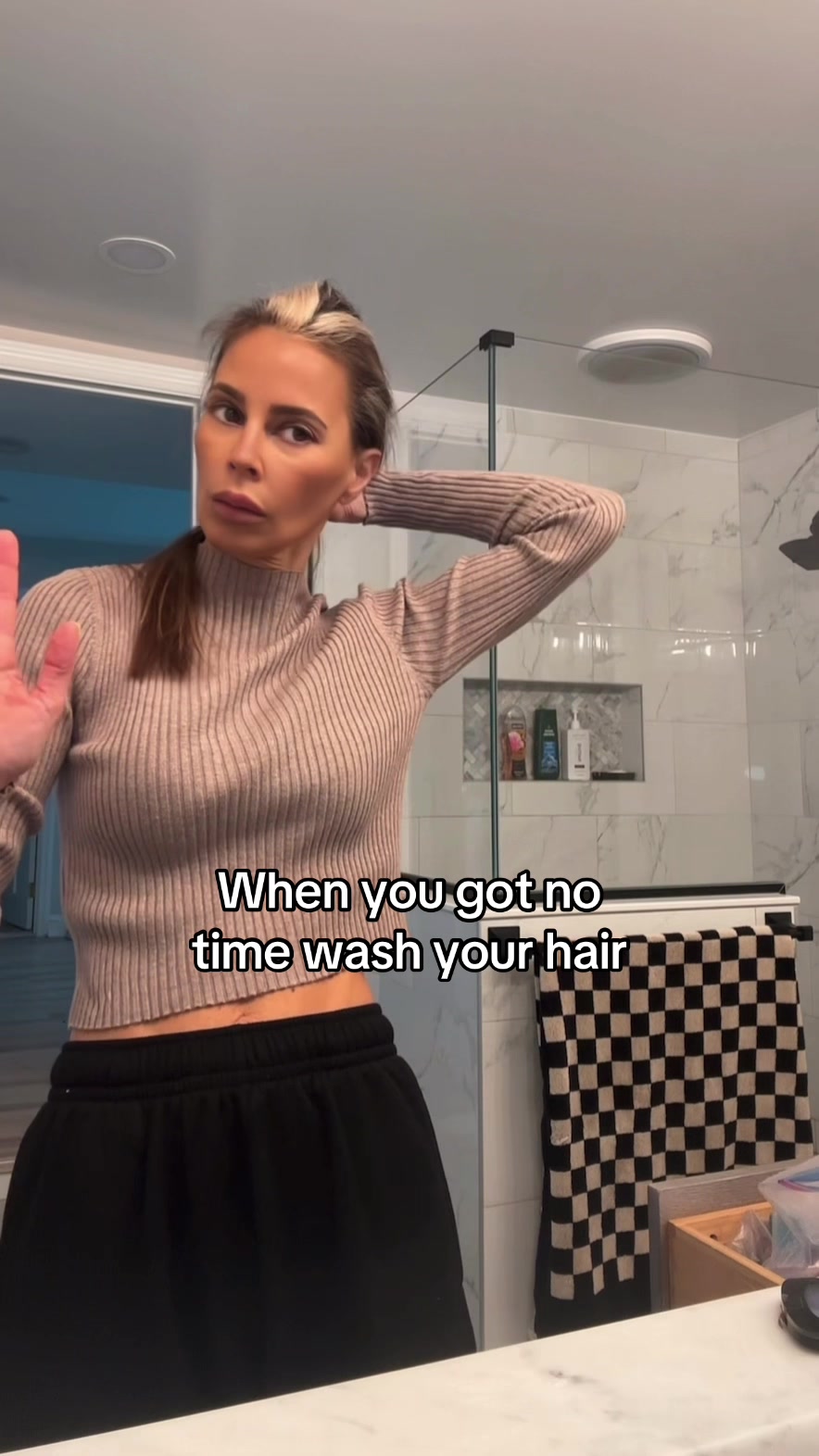 TikTok post by @ginaluc25 for AMAXY Beauty. Caption reads: Easy hair refresh #hair @AMAXY Haircares .