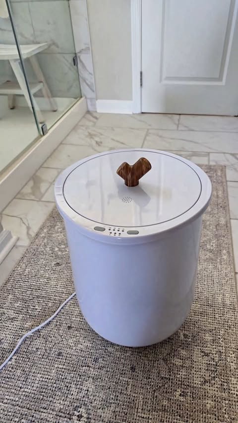 Instagram post by @jhop5 for EUHOMY. Caption reads: My new @euhomyofficial towel warmer is the cozy....