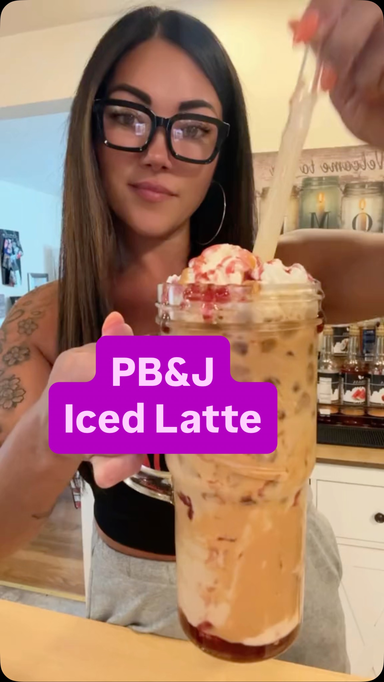 Instagram post by @missk613xo for Syruvia. Caption reads: Vibin' like it's the 90s at lunchtime 🧋😎😋!....