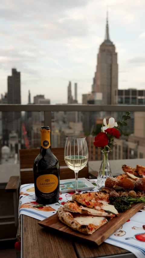 Instagram post by @apinnapureddy for Prosecco DOC. Caption reads: [...] into a rooftop aperitivo night with....
