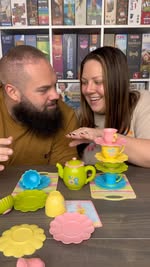 Instagram post by @games.4two for Educational Insights. Caption reads: Come Play Teacup Pile-Up Relay Race With Us!....