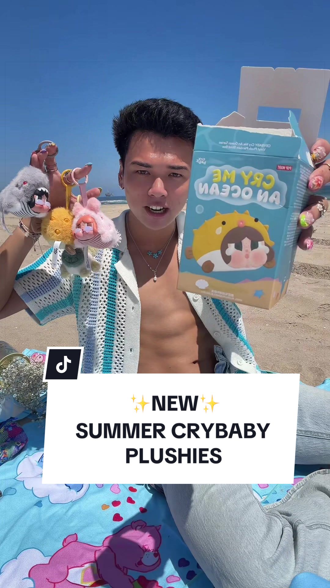 TikTok post by @purplekevin for POP MART US SHOP. Caption reads: [...] they all so cute…🥹🐳☀️✨ THANK YOU @POP MART....