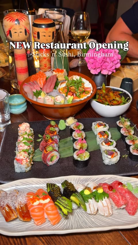 Instagram post by @westmidlands_foodie for Sticks'n'Sushi. Caption reads: [...] to Birmingham this October 🍣🥢 ad|....