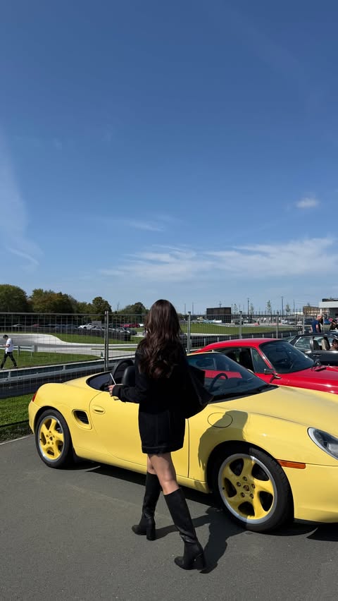 Instagram post by @brarnavi_ for Porsche. Caption reads: if dreamland had a café ☕️🏎️ @porschecanada 📍....