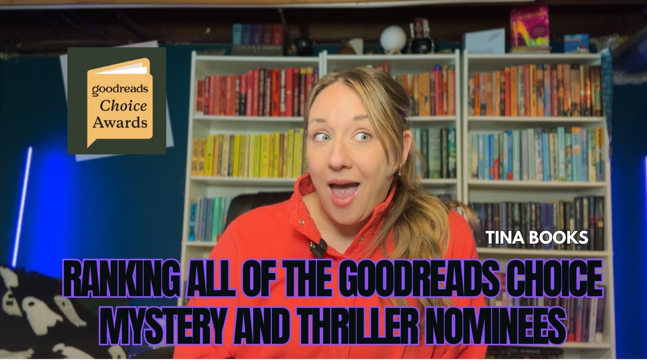 YouTube post by @tbretc for TeePublic. Caption reads: Every Goodreads Mystery & Thriller Nominee, Ranked....