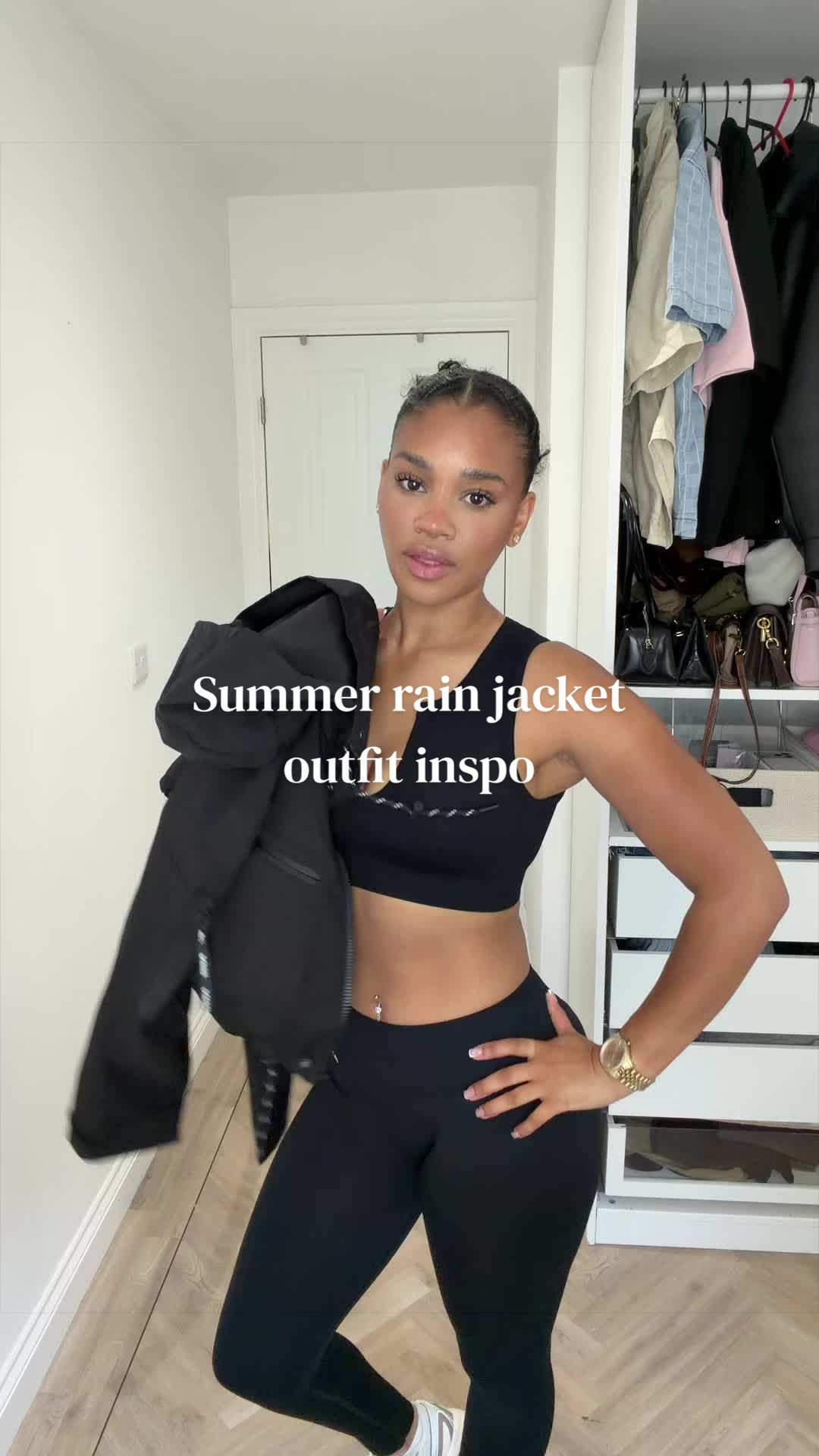 TikTok post by @ree.ksl for PUFFIT. Caption reads: Cutest cropped rain jacket ✨ @puffit.official....