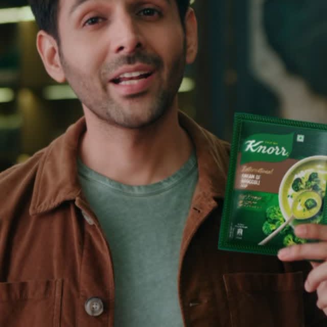 Instagram post by @kartikaaryan for Knorr. Caption reads: I judged too soon, until I tasted Knorr Restaurant....