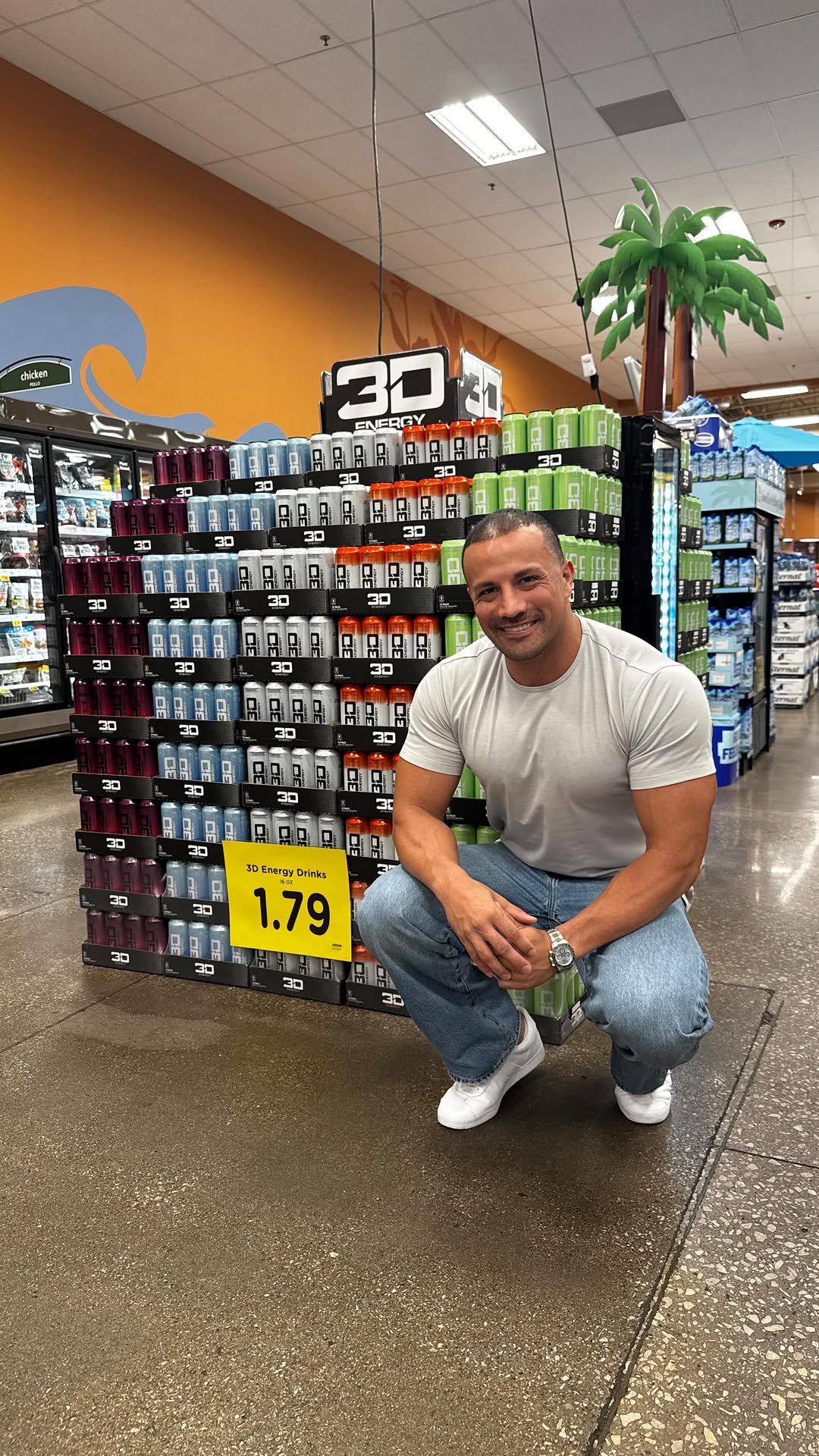 Instagram post by @christianguzmanfitness for Kroger. Caption reads: A MASSIVE day for @3denergydrinks. In many of....