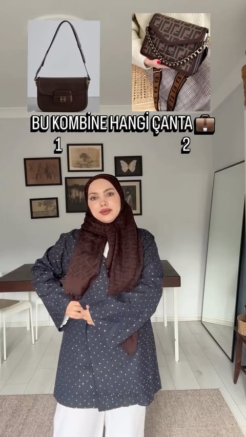 Instagram post by @ozgelooks for DeFacto. Caption reads: Sizce çanta 1 mi ? 2 mi ? 🌼 Kot taşlı ceket....