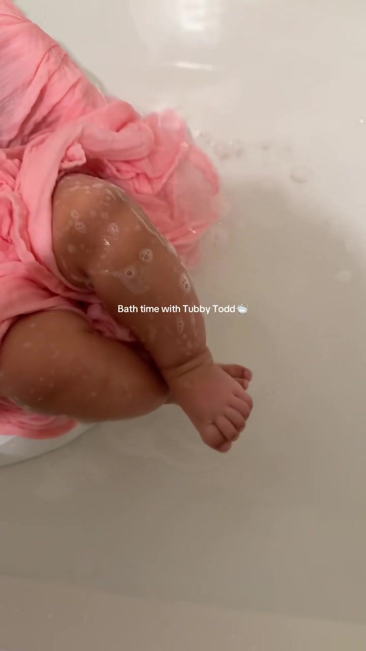 TikTok post by @mary_barraza3 for Tubby Todd. Caption reads: Bath time with @Tubby Todd 🧼🛁 #firsttimemom....