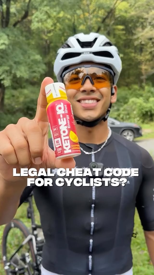 Instagram post by @cyclingdeath for Ketone-IQ. Caption reads: My cheat code for my rides - @ketone⚡️ 

Clean....