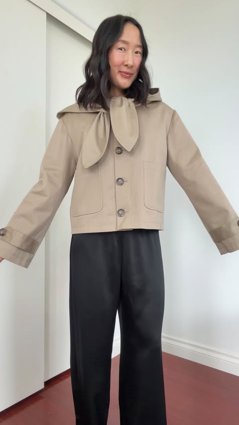 Instagram post by @itsyourgirlsamanthaaa for Sezane. Caption reads: [...] up on the trench! Lmk what y’all think!....