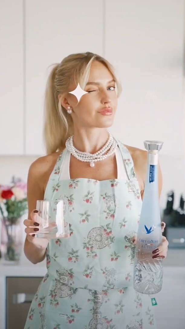 Instagram post by @moorrgs for Grey Goose. Caption reads: a sneak peak of @greygoose altius: the epitome of....