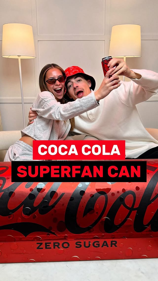 Instagram post by @papapincus for Coca-Cola GB & Ireland. Caption reads: The missus actually knows ball! Grab a SuperFan....