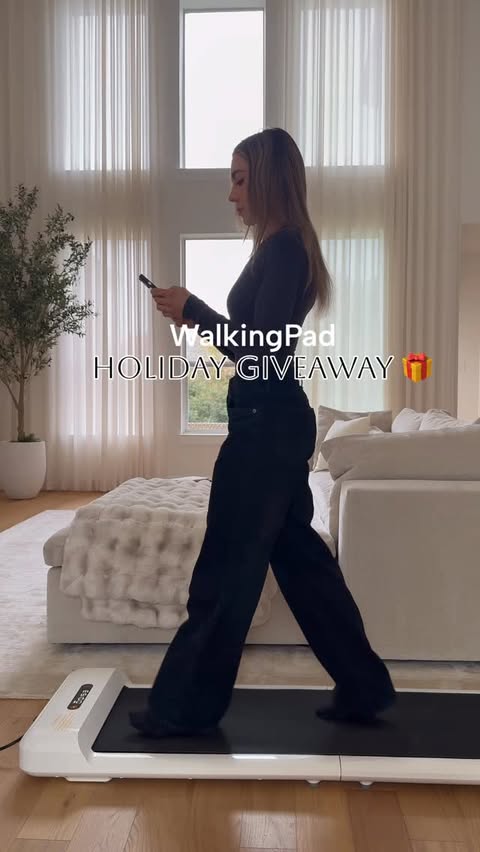 Instagram post by @healthymoodsf for WalkingPad. Caption reads: CLOSED WalkingPad Holiday Giveaway 😍🎁✨ congrats....