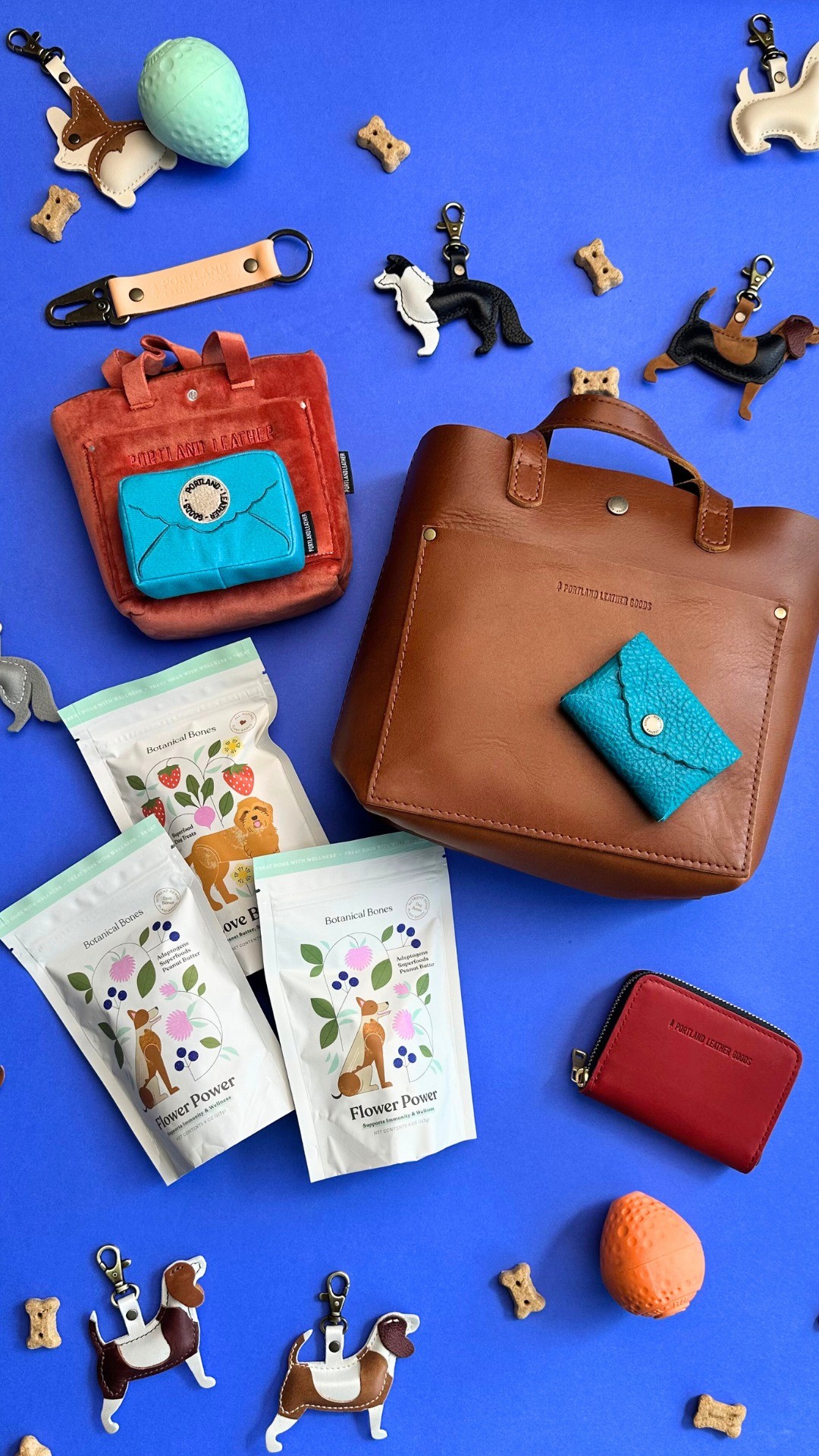 Instagram post by @botanicalbonesco for Portland Leather Goods. Caption reads: 🐾 NATIONAL DOG DAY GIVEAWAY 🐾
We’re teaming up....