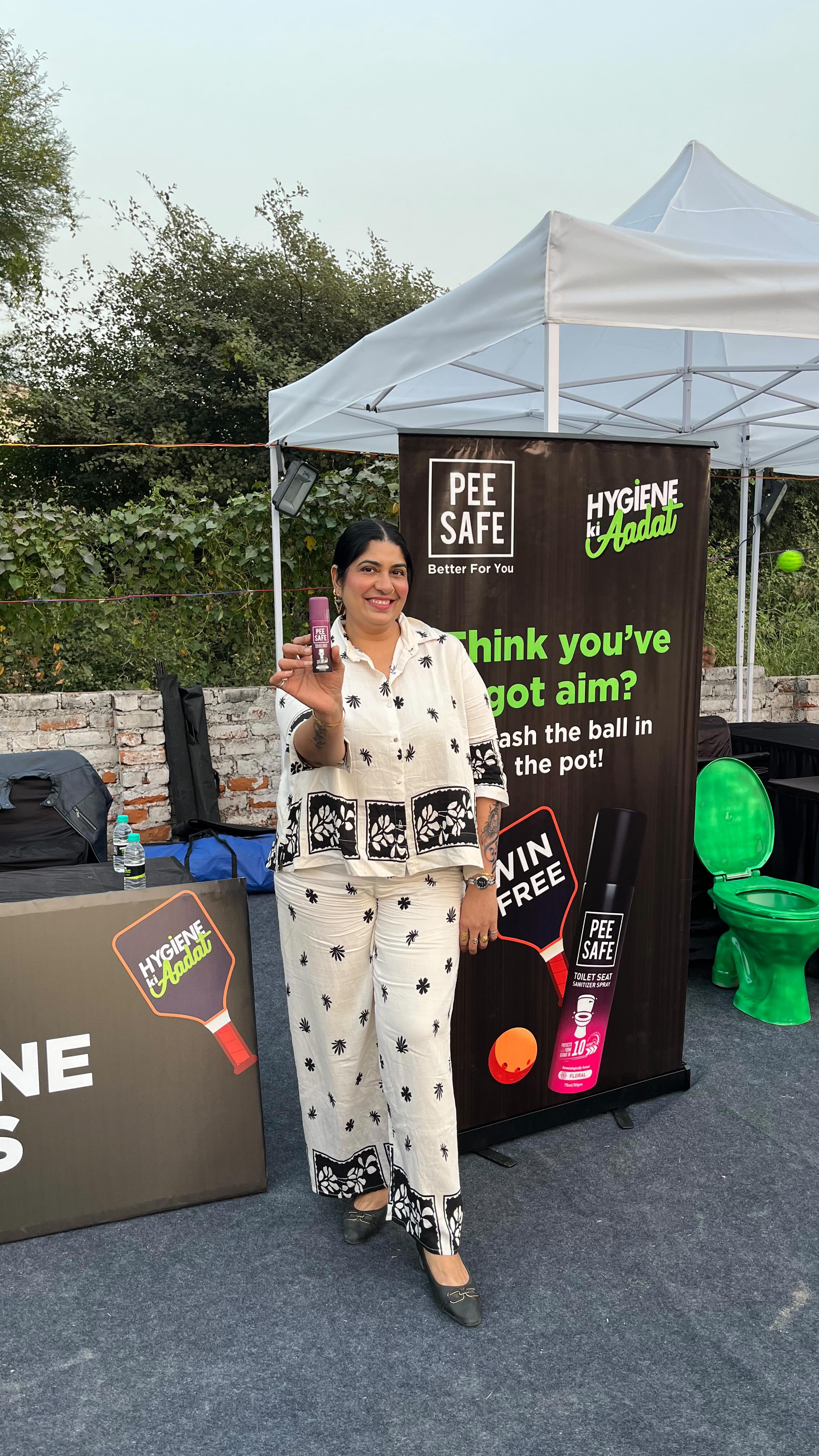 Instagram post by @kamlesh.mua for Pee Safe. Caption reads: #peesafe #hygienekiaadat #peesafepickleballplayoff....