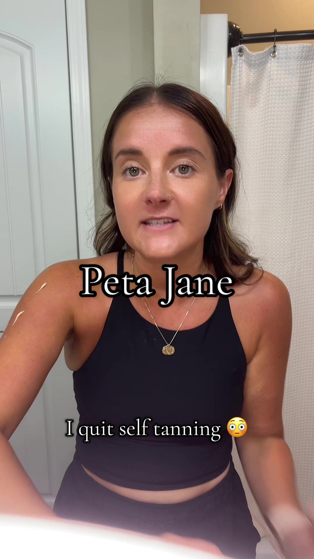 TikTok post by @heyitsjulia224 for Peta Jane Beauty. Caption reads: The best self tanner!! 😍 @Peta Jane Beauty....