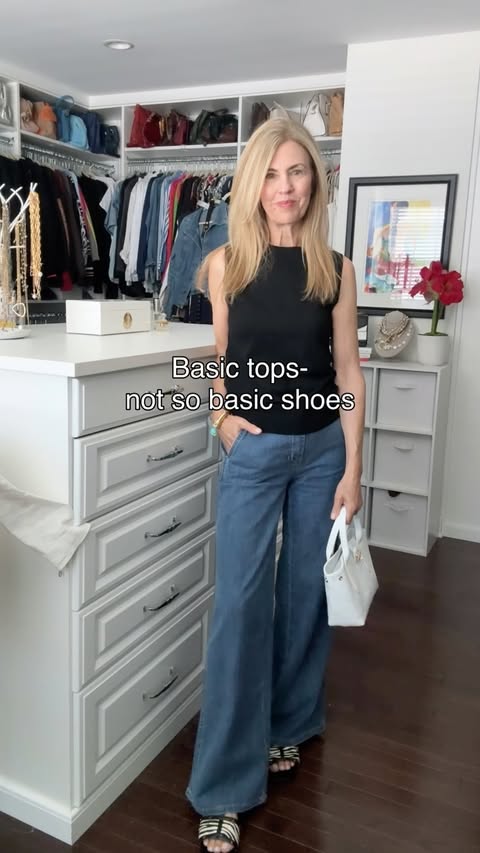 Instagram post by @themidlifefashionista for White House Black Market. Caption reads: You can never have too many great basics.....