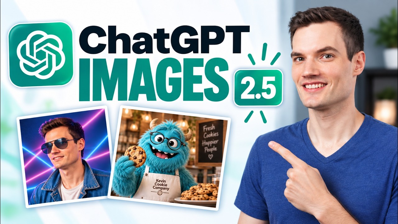 YouTube post by @KevinStratvert for vidIQ. Caption reads: ChatGPT Images 2.5 Tutorial for Beginners.