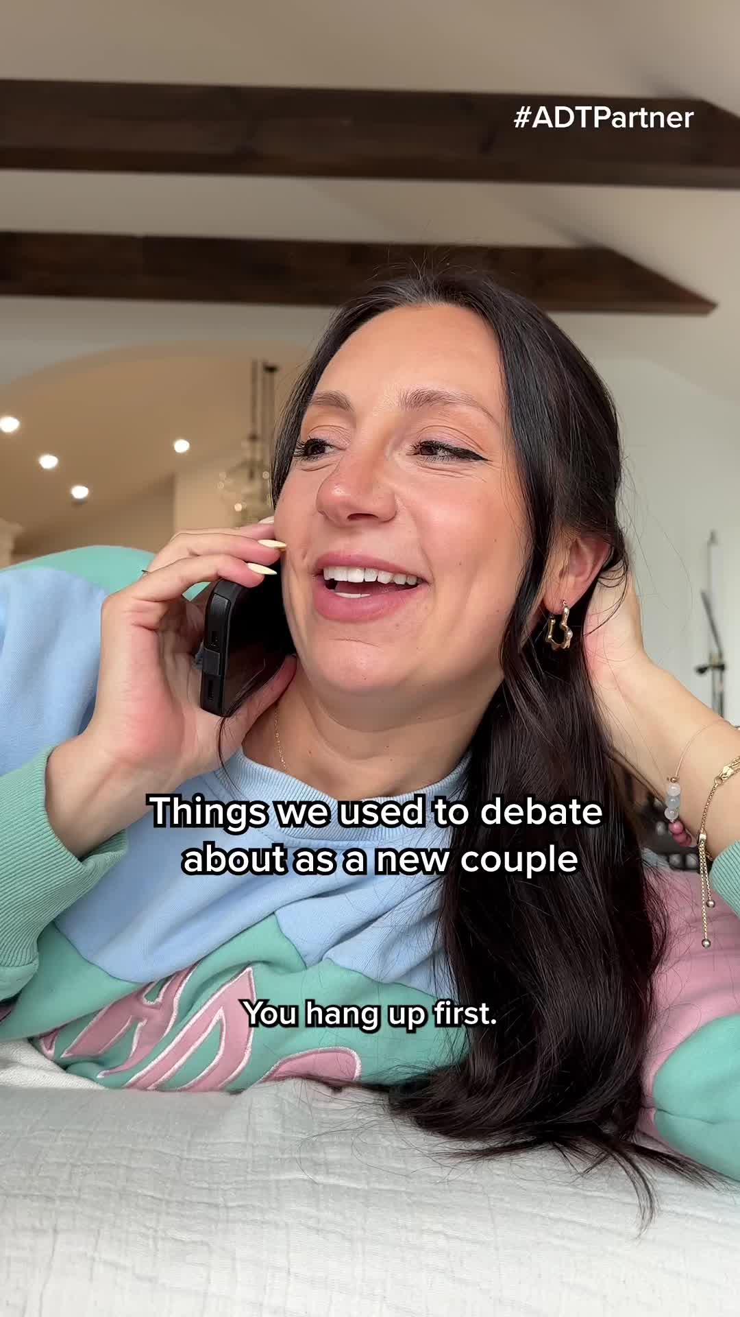 TikTok post by @alexandramadison_ for ADT. Caption reads: #ADTPartner #ADTAd House, locked down. Chicken....