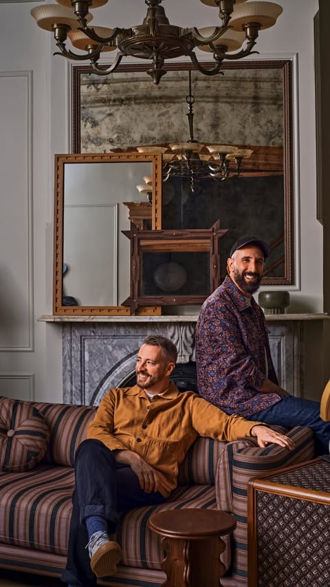 Instagram post by @brownstoneboys for West Elm. Caption reads: Introducing the new @pierceandward + @westelm....