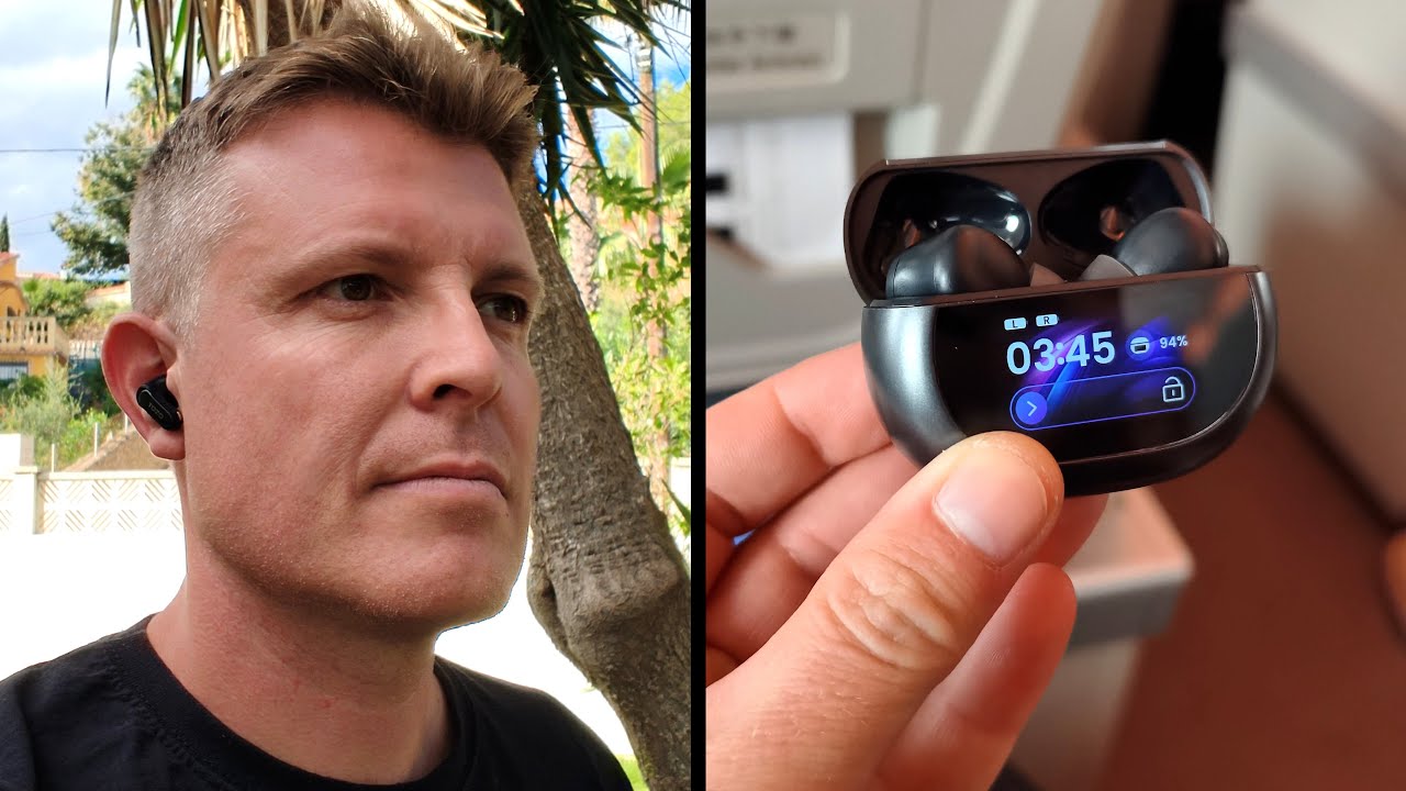 YouTube post by @Techtablets for TOZOSTORE. Caption reads: TOZO NC20 Pro Hands-On Touch Screen ANC EarBuds....