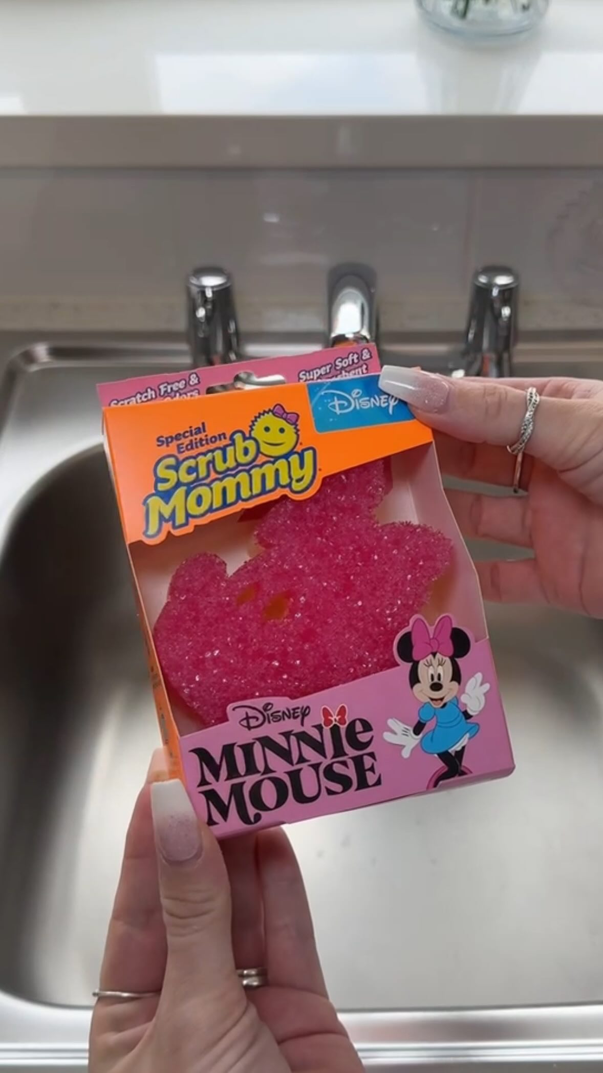 Instagram post by @clean_with_gemma2 for Scrub Daddy. Caption reads: ASMR sink clean 😍

How cute is the Minnie Mouse....