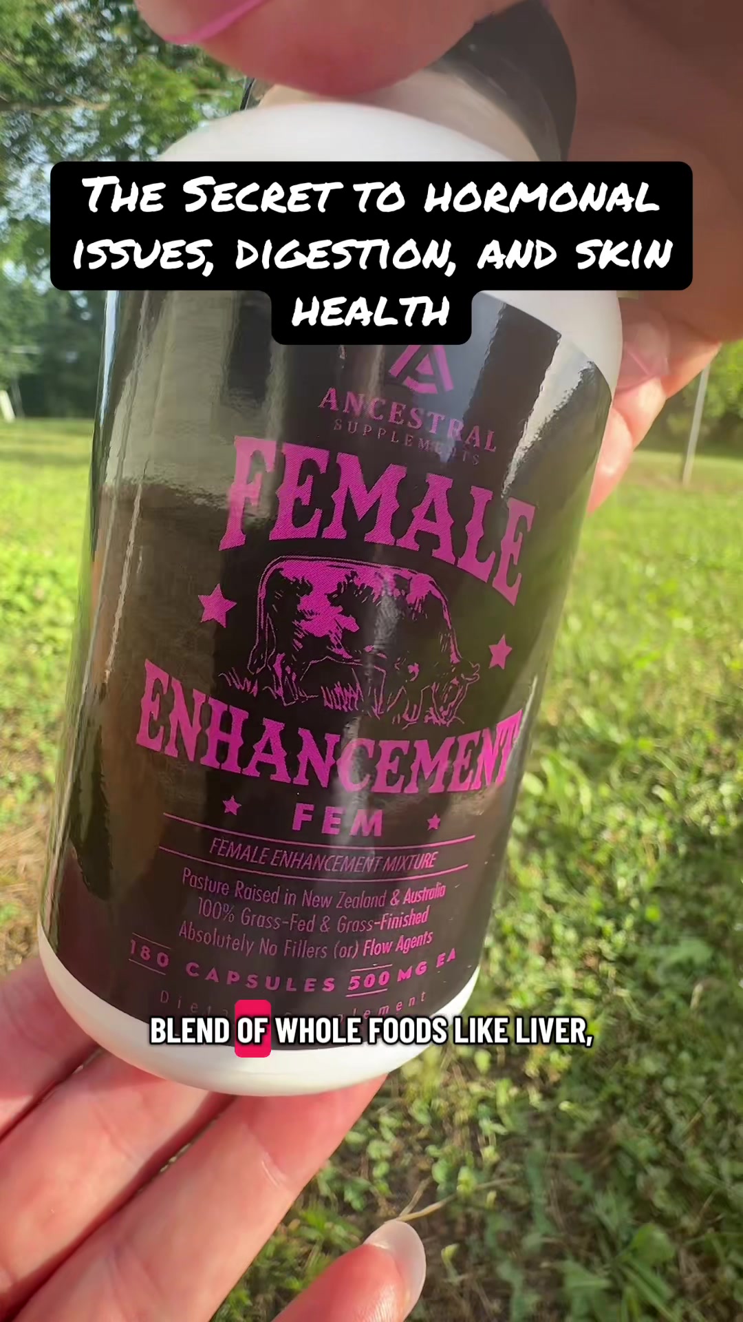 TikTok post by @augustj5 for Ancestral Supplements. Caption reads: [...] deigned for women of all ages 🩷 @Ancestral....