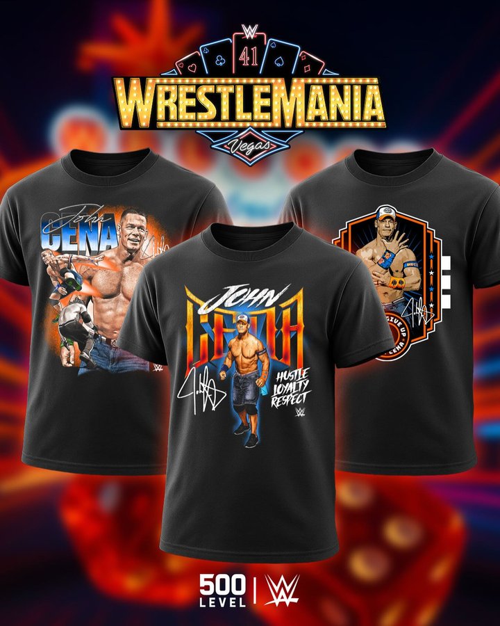 Instagram post by @johncenacrews for 500 LEVEL. Caption reads: [...] Thuganomics with official WWE gear by 500....