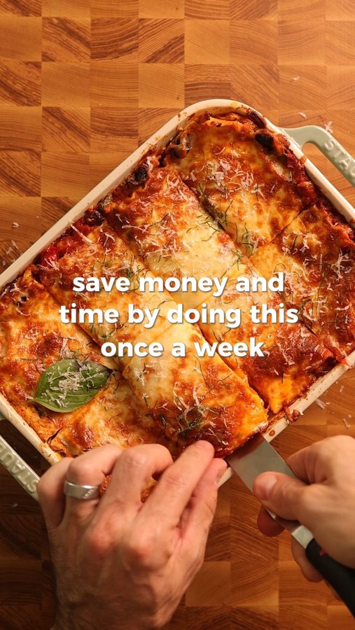 Instagram post by @barefoodtim for SAUZ. Caption reads: [...] not meal prep, it’s veg lasagna with....