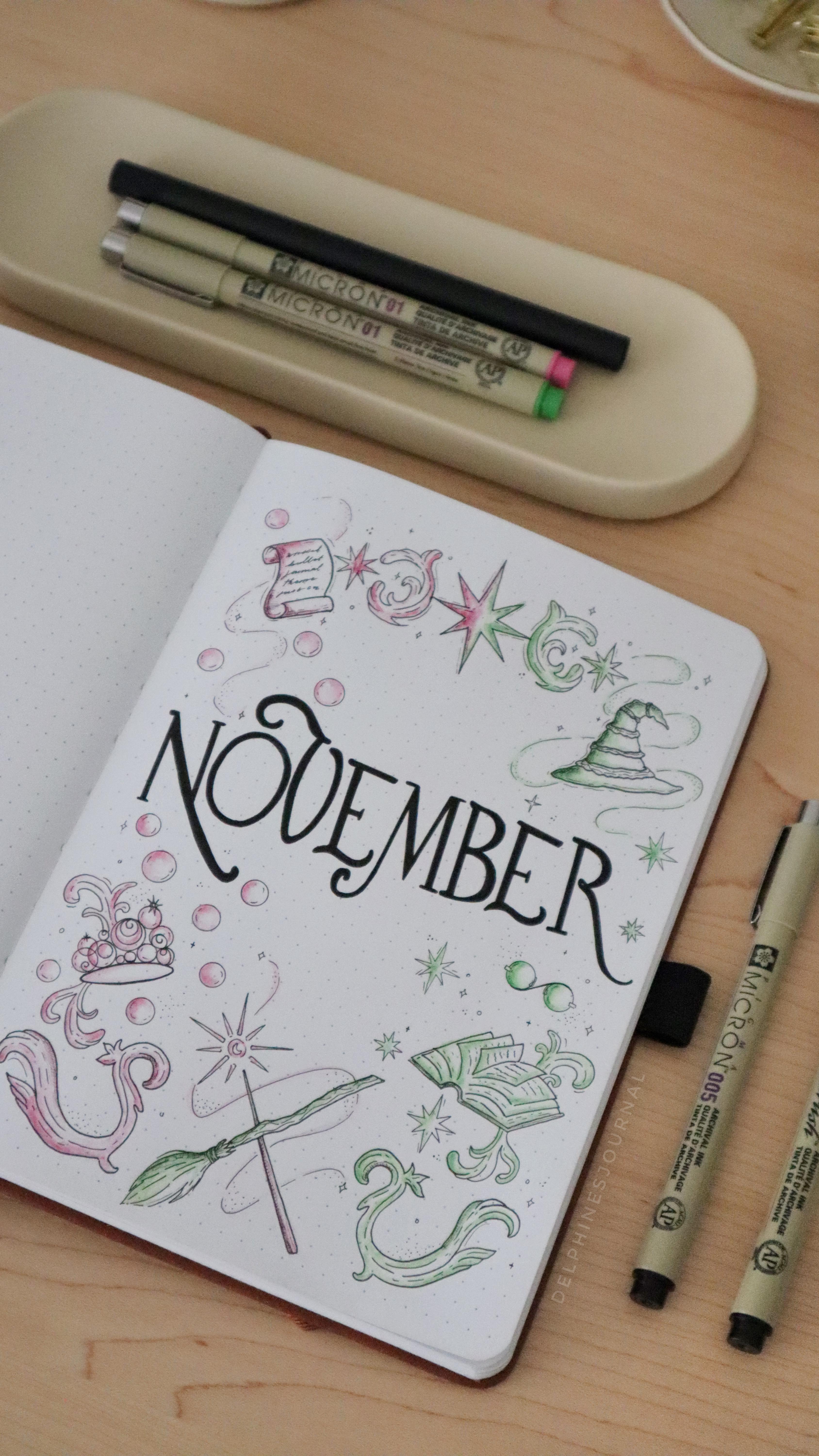 Instagram post by @delphinesjournal for Archer and Olive. Caption reads: The process of creating my November cover was so....