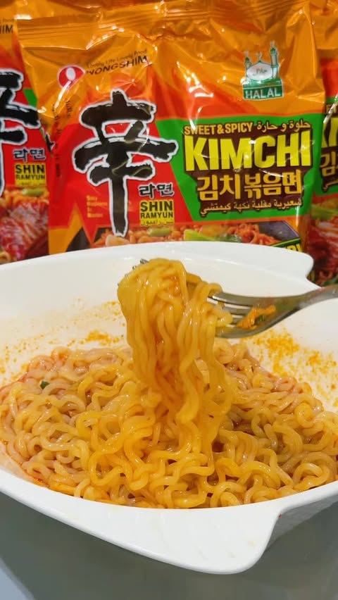 Instagram post by @beenishumair_2020 for Nongshim. Caption reads: Spice up your cravings with Nongshim noodles 🍜🔥....