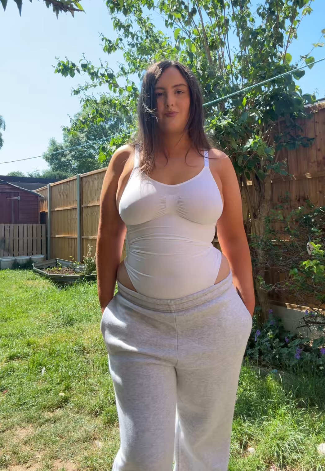 TikTok post by @beckywatts559 for Conturve. Caption reads: [...] #tiktokshop #shapewearbodysuit @Conturve.