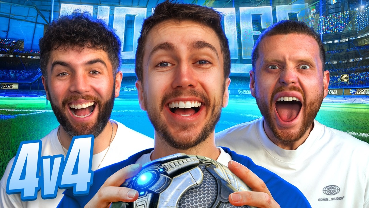 YouTube post by @MM7Games for Epic Games. Caption reads: SIDEMEN PLAY 4 VS 4 ROCKET LEAGUE!.