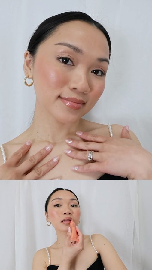 Instagram post by @pearlaivee for OLEHENRIKSEN. Caption reads: [...] glowing skin & lips! 💜💖

@olehenriksen....