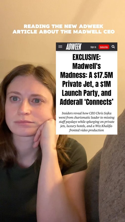 Instagram post by @stuffaboutadvertising for Adweek. Caption reads: This @adweek story on Madwell needs a documentary.....