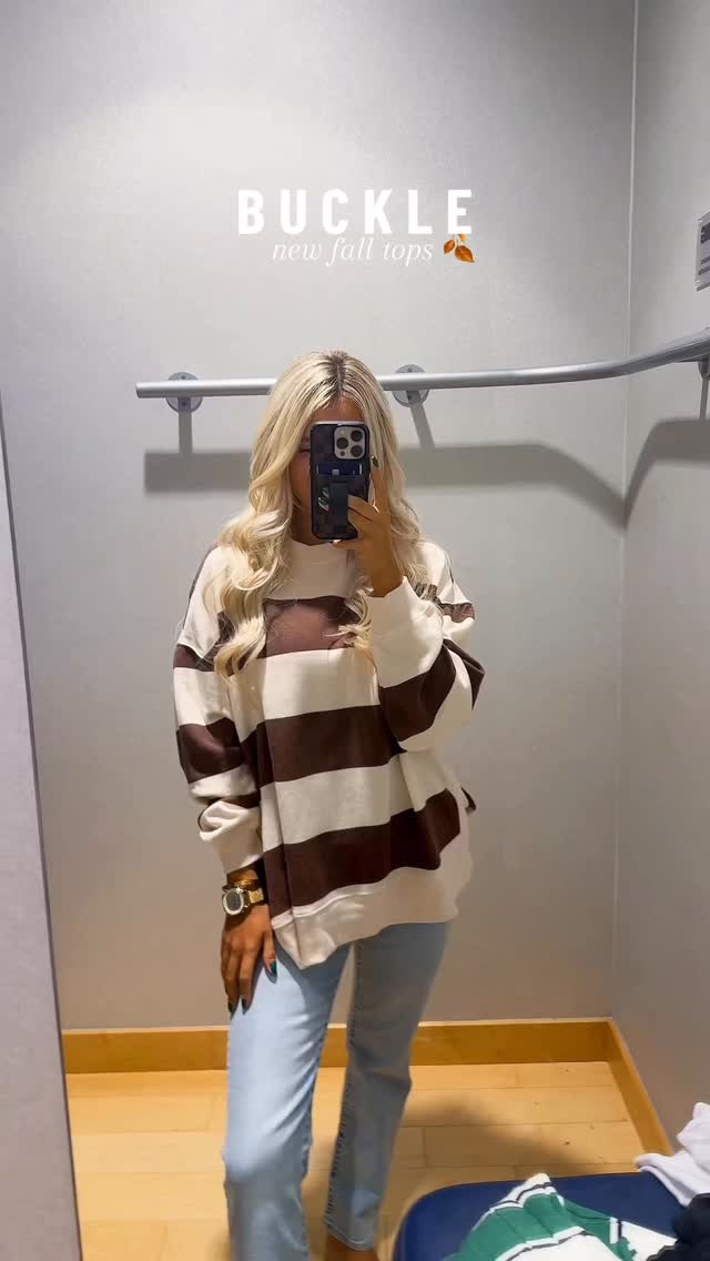 Instagram post by @logan_faye for Buckle. Caption reads: all the tops were so good 🙌🏼 + this Levi’s!....