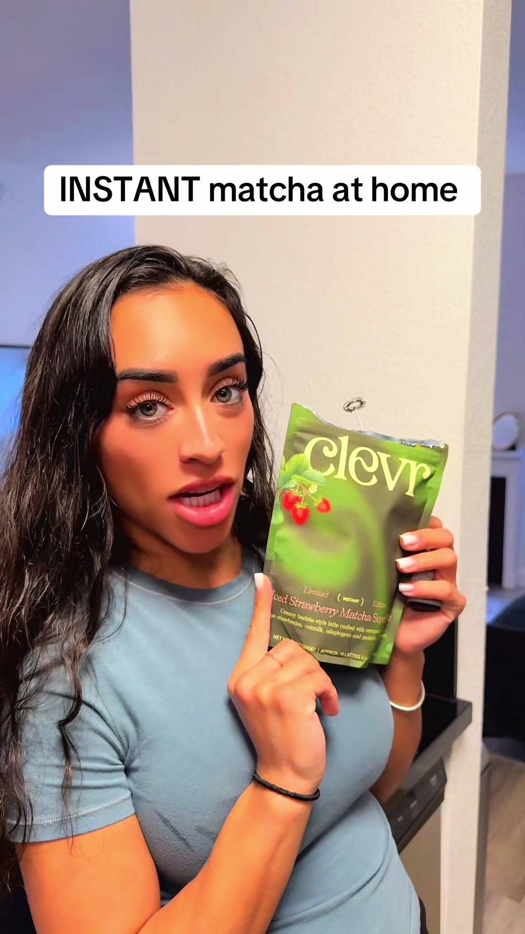 TikTok post by @spankmespoilme for Clevr Blends. Caption reads: Truthful matcha review on @Clevr instant matcha !!....