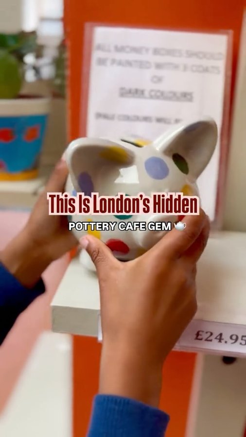 Instagram post by @goodspacemama_daysout for Pottery Café. Caption reads: THE CUTEST CAFÉ ALERT!☕ 💕🎨 ad invite If you’re....