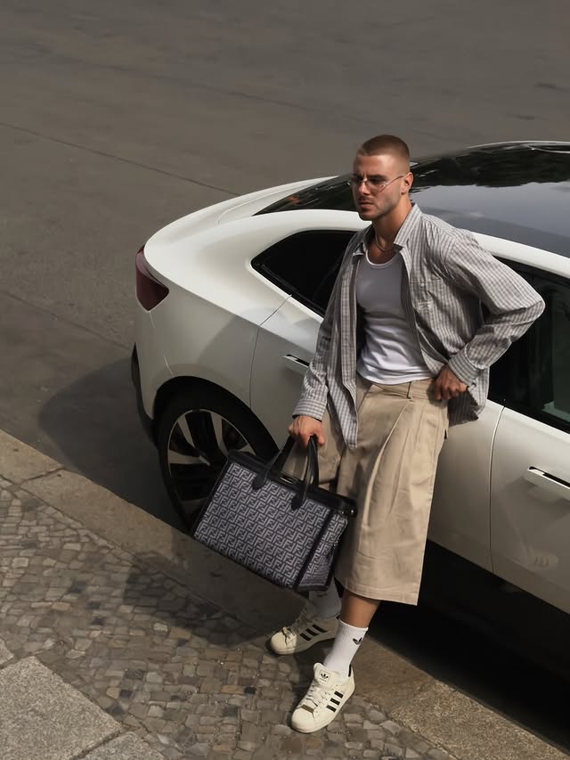 Instagram post by @lukasgold for Polestar. Caption reads: Running errands @polestarcars |ad.