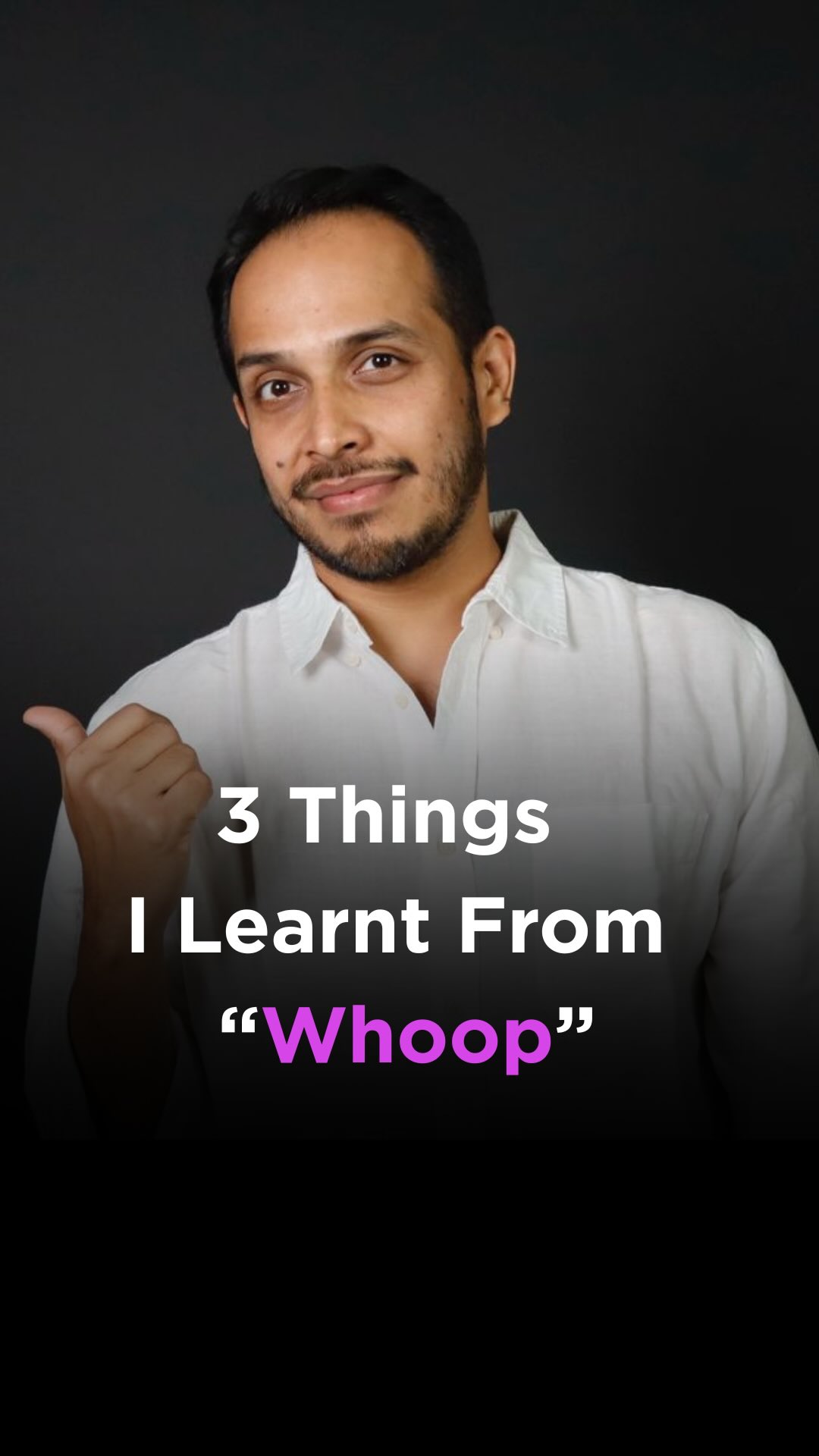 Instagram post by @thesidwarrier for WHOOP. Caption reads: 3 lessons I’ve learnt from tracking my health with....