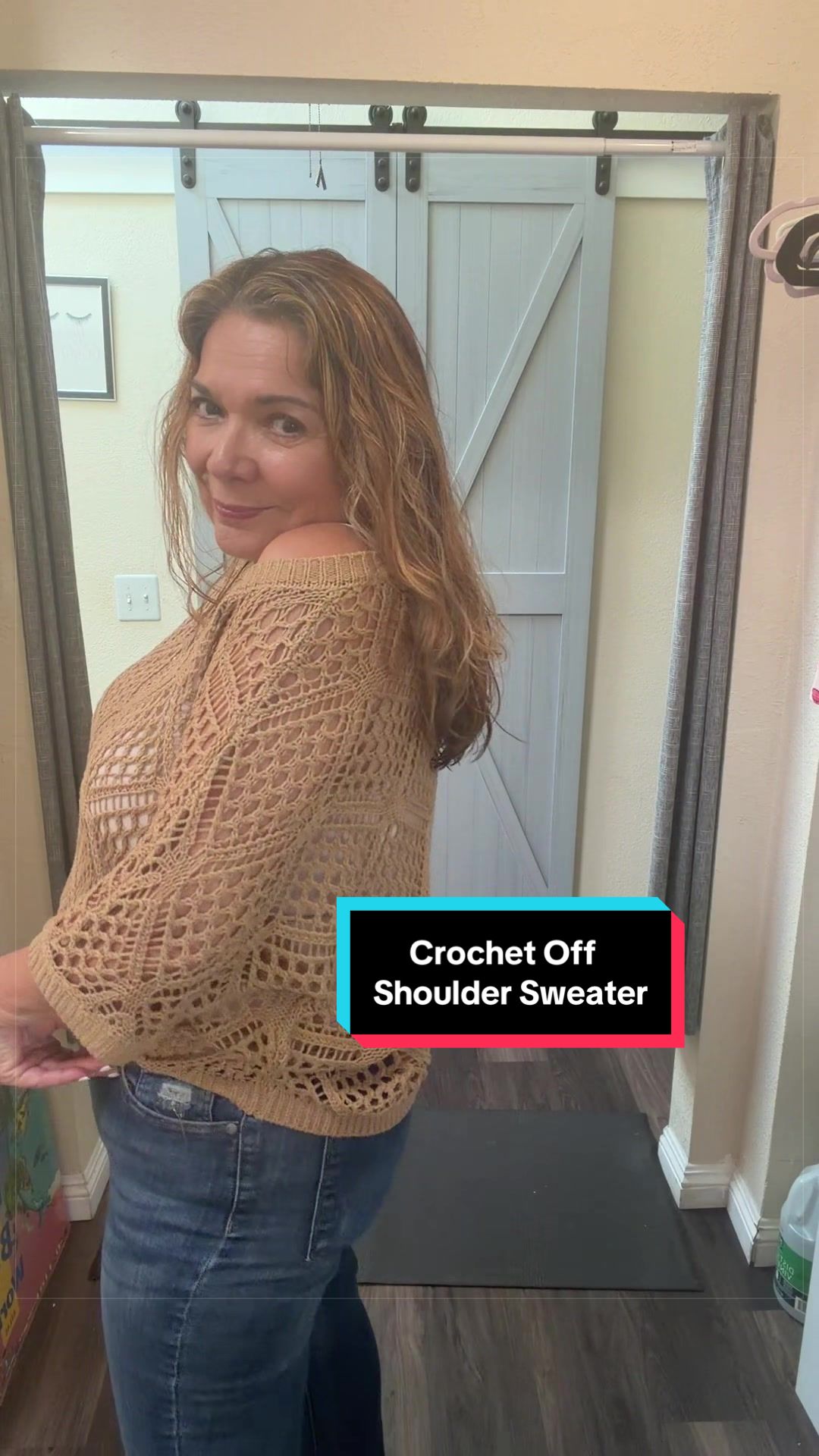 TikTok post by @lucilu2220 for Dokotoo. Caption reads: [...] #ootd #crochet #sweater #fashiontok....