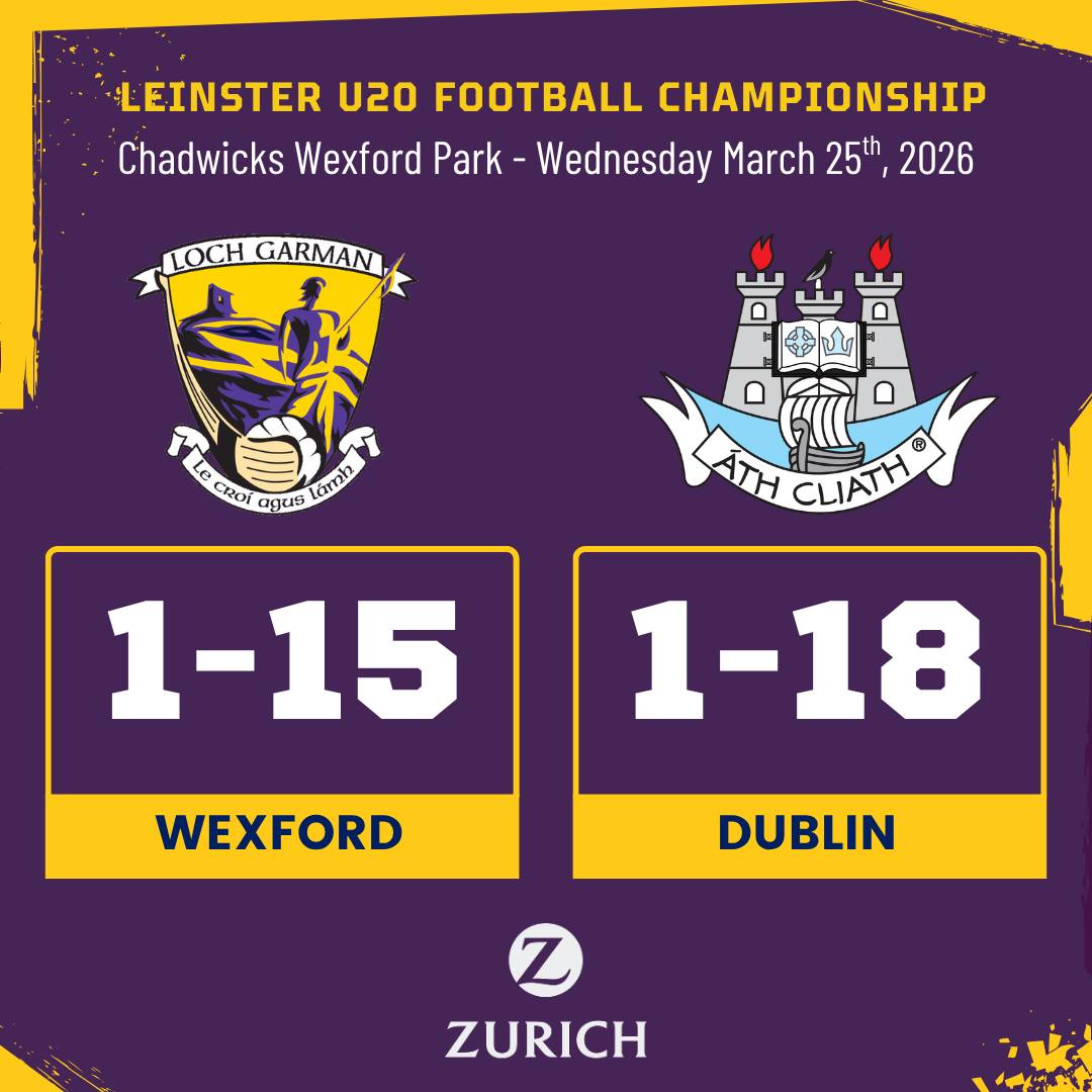 Instagram post by @officialwexgaa for Zurich Insurance. Caption reads: Hard luck to our U20 footballers, proudly....