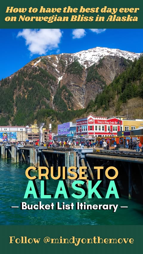 Instagram post by @mindyonthemove for Norwegian Cruise Line. Caption reads: [...] a 7-night Alaska cruise with....