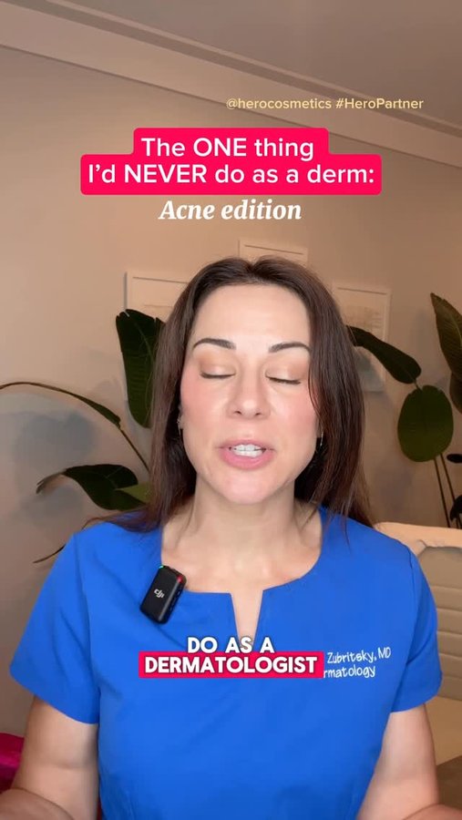 Instagram post by @dermguru for Hero Cosmetics. Caption reads: #heropartner The ONE thing l’d NEVER do as a derm,....