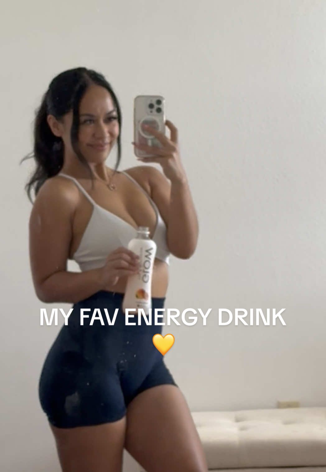 TikTok post by @lea.beyaa for GLOW Beverages. Caption reads: for my busy girls with big dreams @GLOW Beverages....