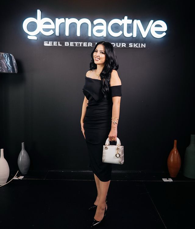 Instagram post by @dr.sara.elhusseny for dermactive. Caption reads: 🖤🖤 @dermactive_egypt . . #dr_sara_elhusseny....